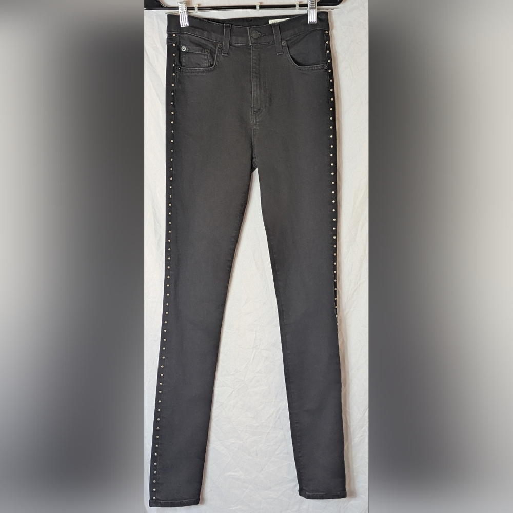 rag & bone Black Dive Studded High Waist Jeans